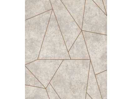 Šedo-béžovo-zlatá geometrická vliesová tapeta na zeď, NW3504, Modern Metals, York, velikost 0,53 x 10,05 m
