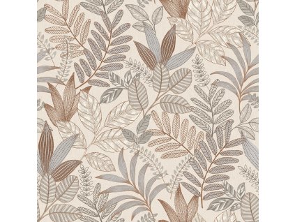 Šedo-béžová vliesová tapeta s listy, AL26292, Allure, Decoprint, velikost 10,05 x 0,53 m