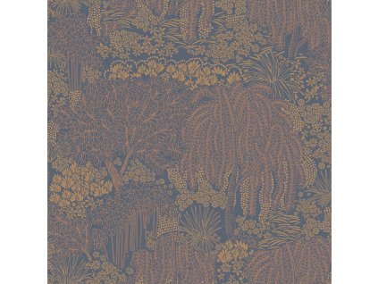 Modro-bronzová vliesová tapeta na zeď, stromy,  listy, AL26264, Allure, Decoprint, velikost 10,05 x 0,53 m