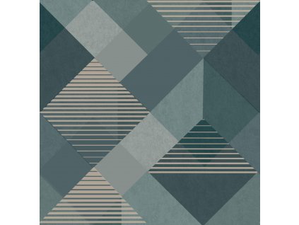 Zeleno-zlatá geometrická vliesová tapeta na zeď, 118687, Zen, Superfresco Easy, velikost 10 x 0,52 m