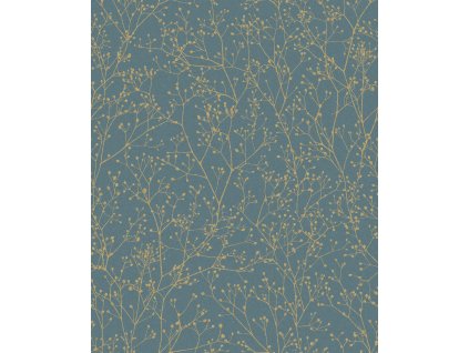 Modro-zlatá vliesová tapeta na zeď, květiny, 120384, Wiltshire Meadow, Clarissa Hulse, velikost 10 x 0,52 m