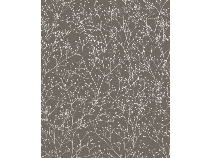 Hnědo-stříbrná vliesová tapeta na zeď, květiny, 120369, Wiltshire Meadow, Clarissa Hulse, velikost 10 x 0,52 m