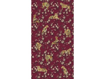 Vínová vliesová obrazová tapeta na zeď, šelmy, květiny, 333551, Festival, Eijffinger, velikost 2,8 x 1,5 m