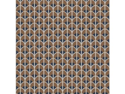 Hnědo-modrá geometrická vliesová tapeta na zeď, 28869, Thema, Cristiana Masi by Parato, velikost 10,05 x 0,53 m