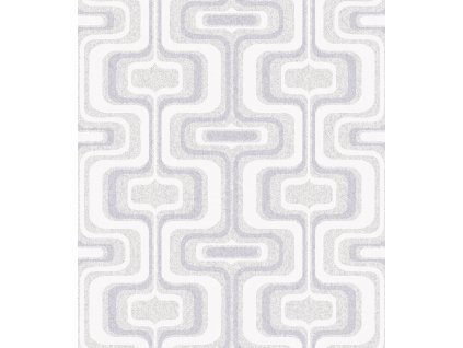 Šedo-stříbrná geometrická vliesová retro tapeta na zeď, Z77522, Savana, Zambaiti Parati, velikost 10,05 x 0,53 m
