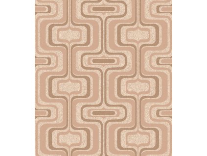 Hnědo-zlatá geometrická vliesová retro tapeta na zeď, Z77520, Savana, Zambaiti Parati, velikost 10,05 x 0,53 m