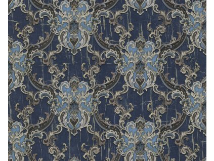 Luxusní modro-zlatá vliesová tapeta, zámecké ornamenty, 86065, Valentin Yudashkin 5, Emiliana Parati, velikost 10,05 x 1,06 m
