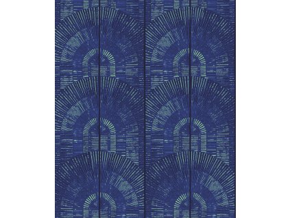 Luxusní modrá vliesová tapeta Art Deco, SPI804, Spirit of Nature, Khroma by Masureel, velikost 10,05 x 0,53 m
