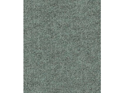 Zeleno-stříbrná vliesová tapeta na zeď, imitace látky, vzor rybí kost, ILA701, Aquila, Khroma by Masureel, velikost 10,05 x 0,53 m