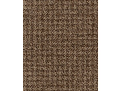 Hnědá vliesová tapeta na zeď, imitace látky, vzor kohoutí stopa, ILA502, Aquila, Khroma by Masureel, velikost 10,05 x 0,53 m