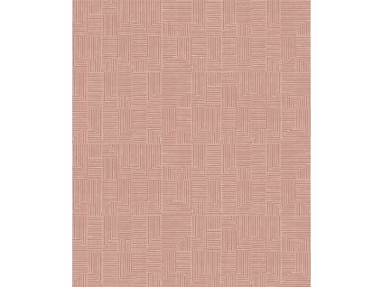 Starorůžová geometrická vliesová tapeta na zeď,  ILA403, Aquila, Khroma by Masureel, velikost 10,05 x 0,53 m