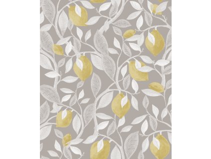 Šedá vliesová tapeta s citronovníkem,  ILA103, Aquila, Khroma by Masureel, velikost 10,05 x 0,53 m