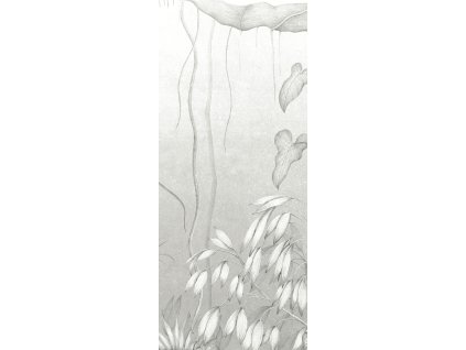 Šedá vliesová fototapeta na zeď, Listy, stromy, DG3MOE1011, Wall Designs III, Khroma by Masureel, velikost 1,27 x 3 m