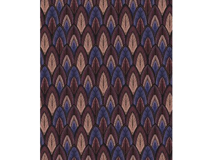 Vínovo-modrá vliesová tapeta s listy, SUM403, Summer, Khroma by Masureel, velikost 10,05 x 0,53 m