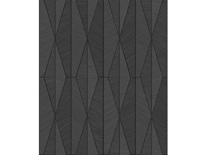 Černo-stříbrná geometrická vliesová tapeta na zeď, YSA303, Mysa, Khroma by Masureel, velikost 10,05 x 0,53 m