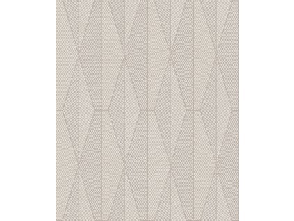 Šedo-béžová geometrická vliesová tapeta na zeď, YSA302, Mysa, Khroma by Masureel, velikost 10,05 x 0,53 m
