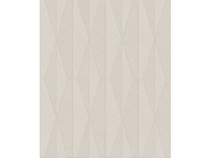 Béžová geometrická vliesová tapeta na zeď, YSA301, Mysa, Khroma by Masureel, velikost 10,05 x 0,53 m