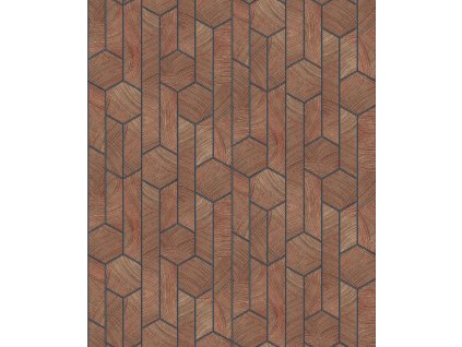 Hnědá geometrická vliesová tapeta na zeď, SUM106, Summer, Khroma by Masureel, velikost 10,05 x 0,53 m