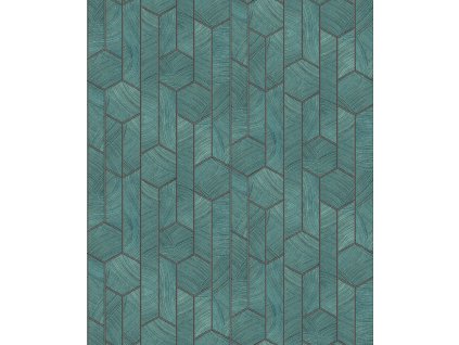 Zelená geometrická vliesová tapeta na zeď, SUM104, Summer, Khroma by Masureel, velikost 10,05 x 0,53 m