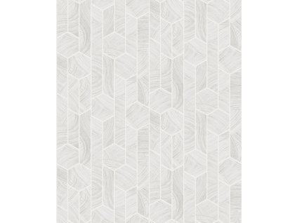 Šedo-bílá geometrická vliesová tapeta na zeď, SUM102, Summer, Khroma by Masureel, velikost 10,05 x 0,53 m