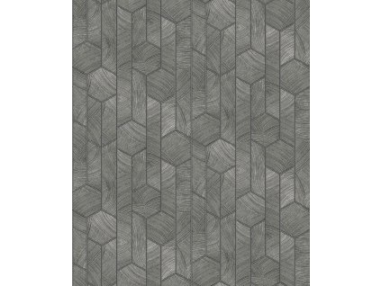 Černo-stříbrná geometrická vliesová tapeta na zeď, SUM101, Summer, Khroma by Masureel, velikost 10,05 x 0,53 m