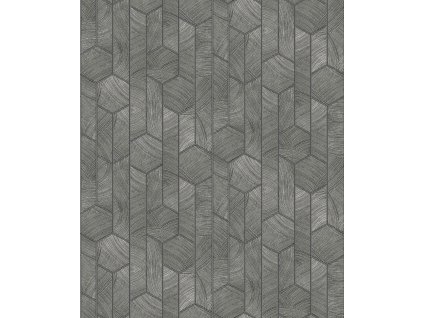 Černo-stříbrná geometrická vliesová tapeta na zeď, SUM101, Summer, Khroma by Masureel, velikost 10,05 x 0,53 m