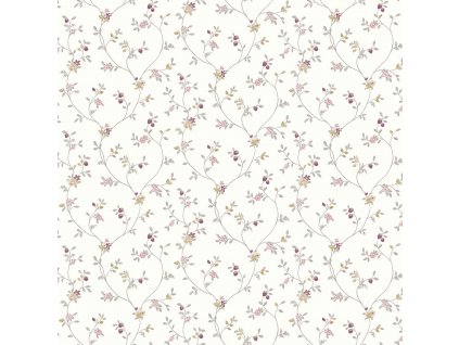 Bílá vliesová květinová tapeta na zeď, 12332, Fiori Country, Parato, velikost 10,05 x 0,53 m