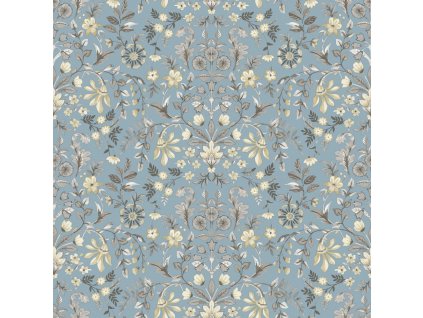 Modrá vliesová tapeta na zeď s květinovým ornamentálním vzorem, 12326, Fiori Country, Parato, velikost 10,05 x 0,53 m
