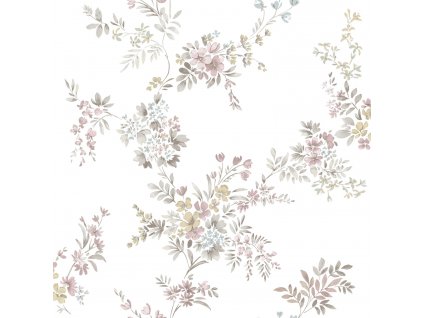 Bílá vliesová tapeta na zeď s květinovým vzorem, 12313, Fiori Country, Parato, velikost 10,05 x 0,53 m