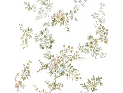 Bílá vliesová tapeta na zeď s květinovým vzorem, 12312, Fiori Country, Parato, velikost 10,05 x 0,53 m