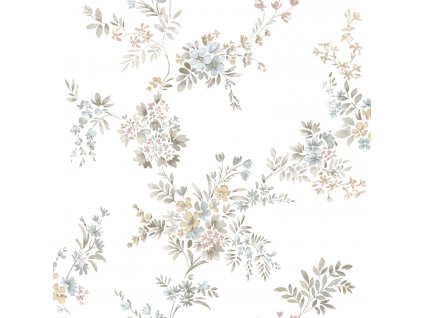 Bílá vliesová tapeta na zeď s květinovým vzorem, 12311, Fiori Country, Parato, velikost 10,05 x 0,53 m