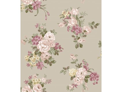 Šedá vliesová tapeta na zeď s květinovým vzorem, 12302, Fiori Country, Parato, velikost 10,05 x 0,53 m