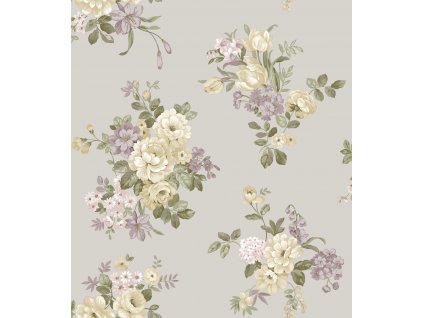 Šedá vliesová tapeta na zeď s květinovým vzorem, 12301, Fiori Country, Parato, velikost 10,05 x 0,53 m