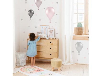 Samolepky na zeď - Růžové samolepicí balóny v norském stylu, velikost 90 x 80 cm, 3670bf