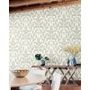 Bílá předklížená tapeta s šedo-béžovými listy DM4963, Damask, York, velikost 0,685 x 8,2 m