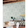 Zelená předklížená tapeta s bílo-béžovými listy DM4964, Damask, York, velikost 0,685 x 8,2 m