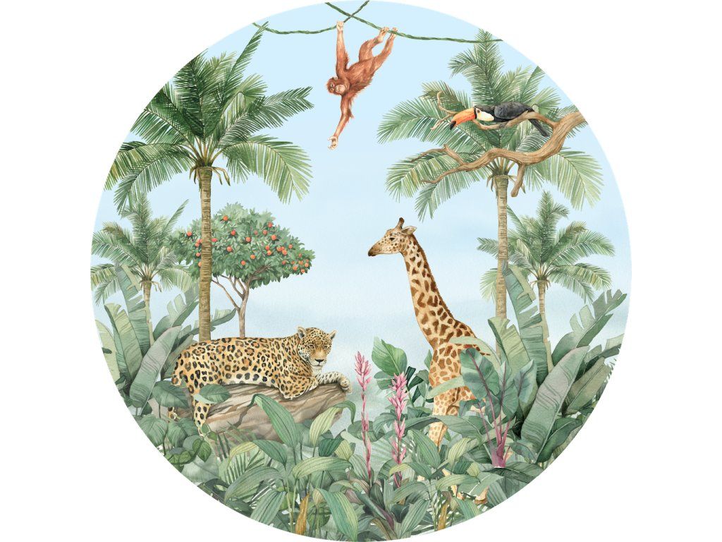 72249 ag design samolepici dekorace watercolor jungle 70 cm