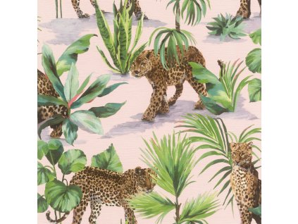 117531 117531 samolepici tapeta na zed tropicka oaza s leopardem 0 53 x 6 00 m