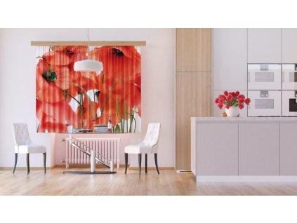 Textilní závěs FLOWERS FCSXL4811, 180 x 160 cm (2 ks), lehké zastínění