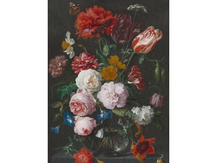 KOL8018 Luxusní fototapeta, Flowers in a glass vase, 4dílná