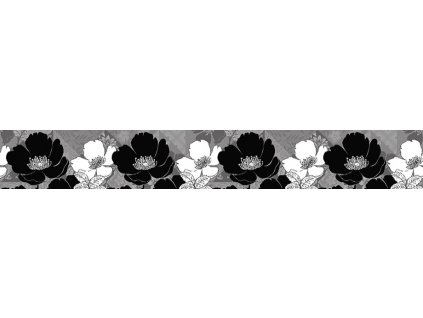 WB8239 Samolepicí bordura, šíře 14 cm Černé květiny, 14 x 500 cm