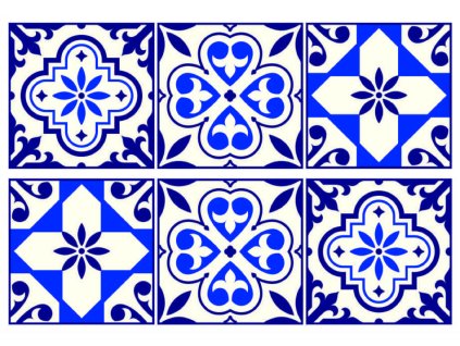 SM3448 Samolepicí dekorace Blue tiles pattern, 42,5 x 65 cm