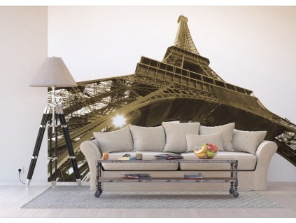 AG Design 4 dílná fototapeta EIFEL TOWER BLACK AND WHITE FTS 0172, 360 x 254 cm papír