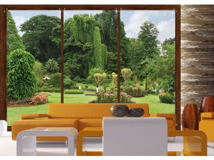 AG Design 4 dílná fototapeta WINDOW IN GARDEN FTNS 2456, 360 x 270 cm vlies