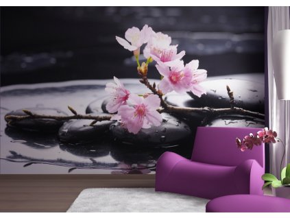 AG Design 4 dílná fototapeta PINK ON STONES FTNS 2460, 360 x 270 cm vlies