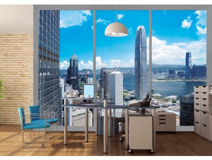 AG Design 4 dílná fototapeta WINDOW IN CITY FTNS 2470, 360 x 270 cm vlies