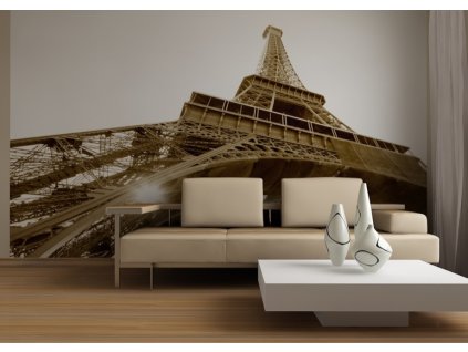 AG Design 4 dílná fototapeta EIFEL TOWER BLACK AND WHITE FTNS 2476, 360 x 270 cm vlies