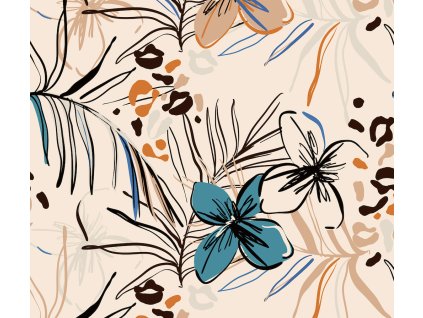 Textilní závěs VECTOR GRAPHICS FLORALS FCPXXL6427, 280 x 245 cm (2 ks), úplné zastínění