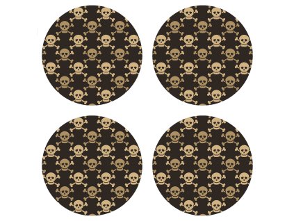 Dekorativní podložka Skulls FM4705, 10 x 10 cm (4 ks)