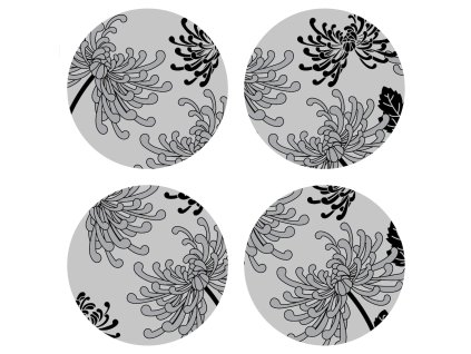 Dekorativní podložka flower dark FM4709, 10 x 10 cm (4 ks)